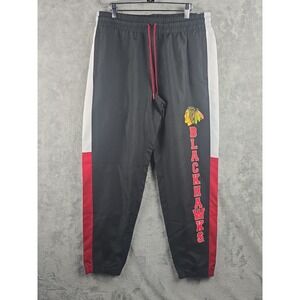 Chicago Blackhawks Track Pants Mens Large Black New‎ Era Logo Ankle Zip Hockey